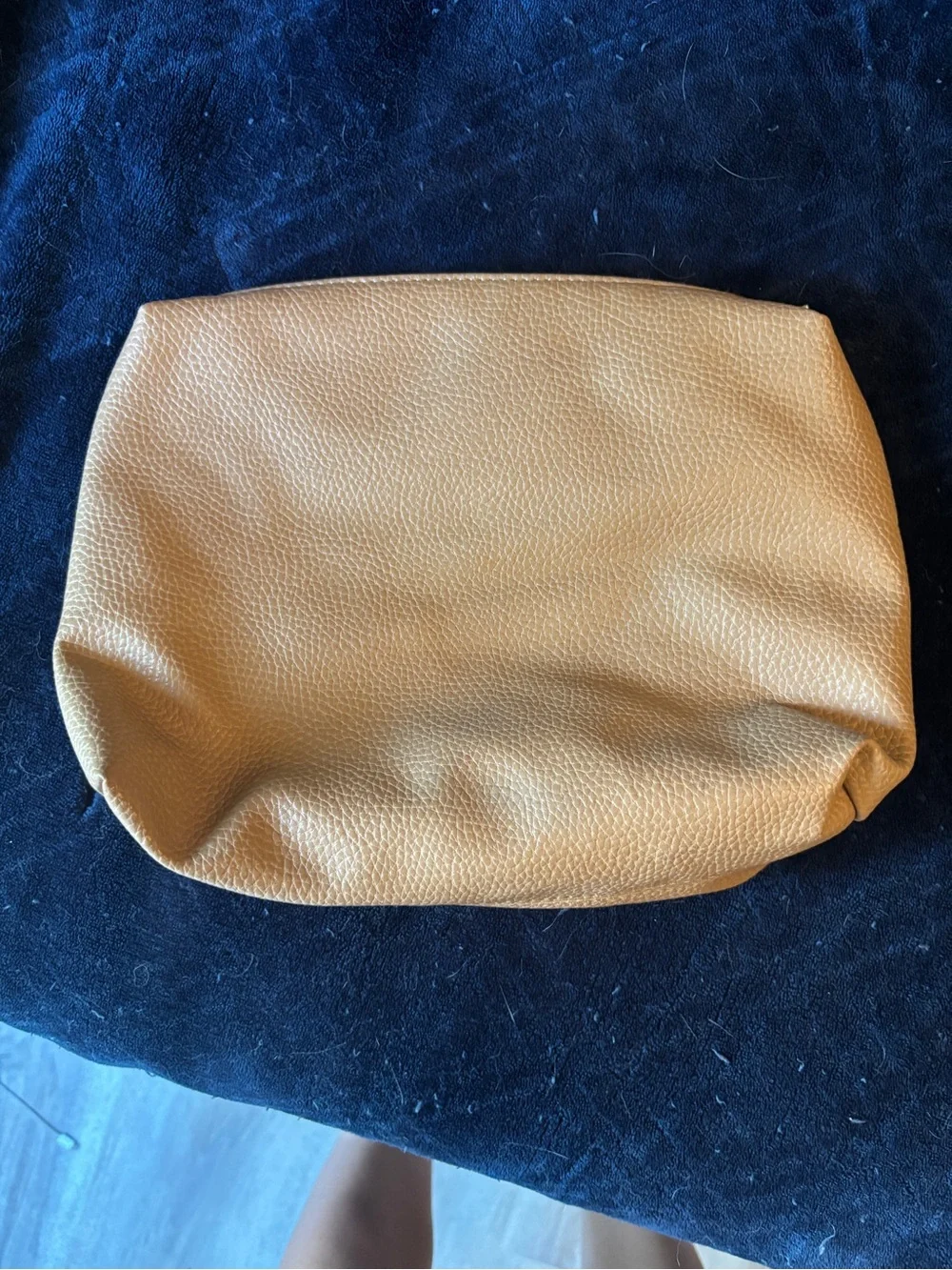 Steve Madden Tan Pebbled Faux Leather Cosmetic Makeup Travel Pouch